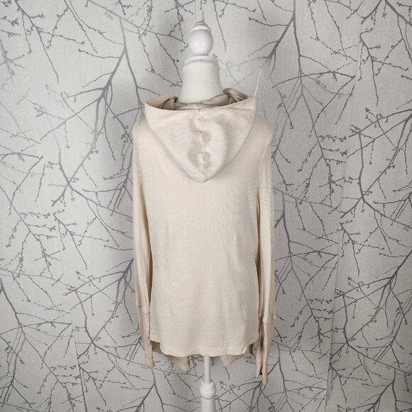 Splendid Beige Micro Modal Blend Waffle Knit Hooded Cardigan - Picture 5 of 8